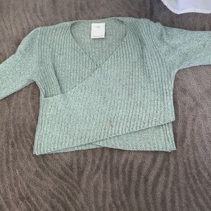 C/MEO mint green v neck sweater